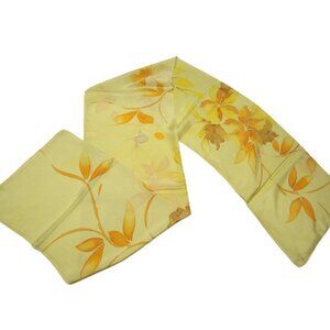 Yellow Handpainted Silk Scarf Long Rectangular Scarf with a floral motif - NEW